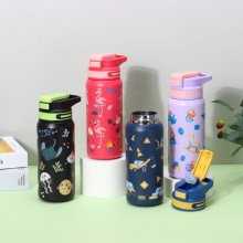 Kids Stainless Steel Water Bottle with Straw Lid – Insulated Leak-Proof Flask for School, Sports, and Travel, Cute Carto